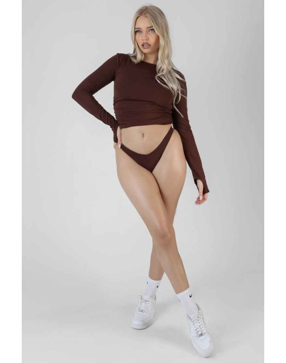 Ruched Side Lounge Top Chocolate