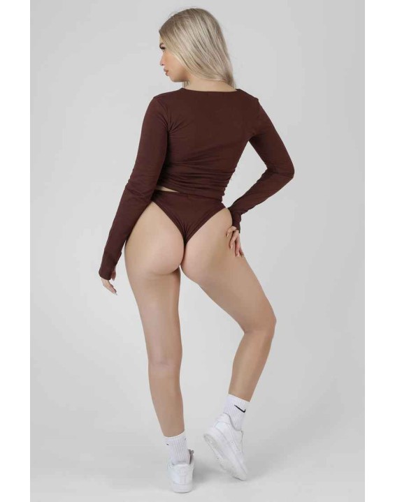 Ruched Side Lounge Top Chocolate