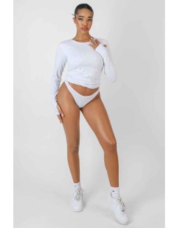 Ruched Side Lounge Top Oatmeal Marl
