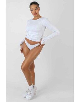 Ruched Side Lounge Top Oatmeal Marl