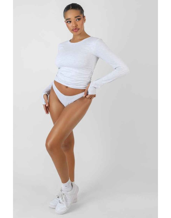 Ruched Side Lounge Top Oatmeal Marl