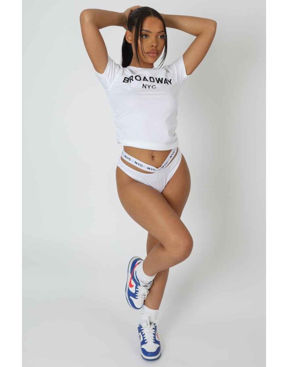 Nyc Elastic Cheeky Bum Knicker White