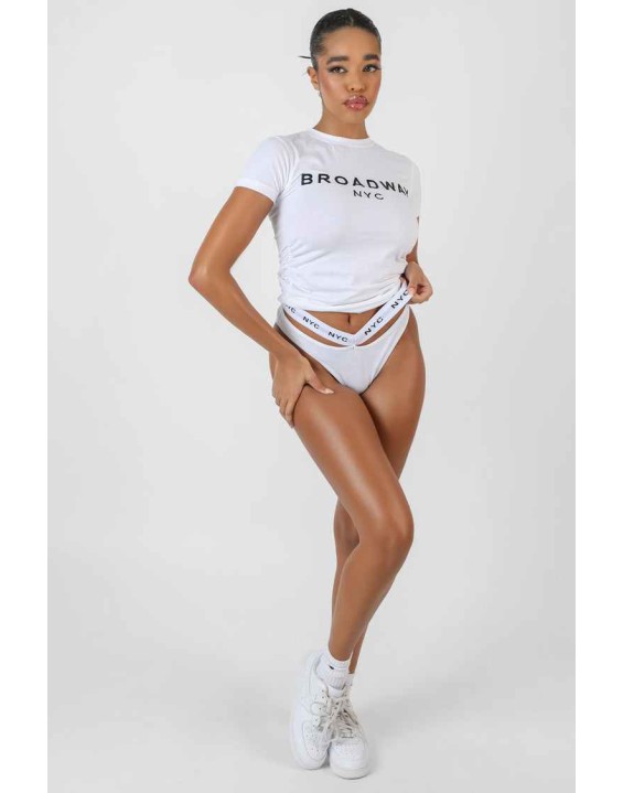 Nyc Elastic Cheeky Bum Knicker White
