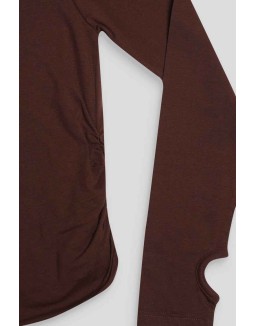 Curve Ruched Side Lounge Top Chocolate