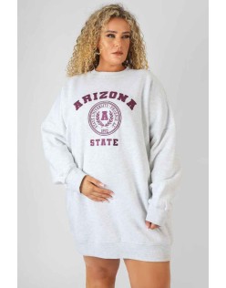 Curve Arizona Graphic Sweat Dress Oatmeal Marl