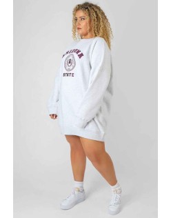 Curve Arizona Graphic Sweat Dress Oatmeal Marl