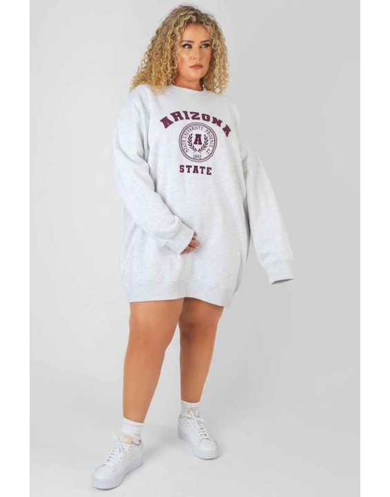 Curve Arizona Graphic Sweat Dress Oatmeal Marl