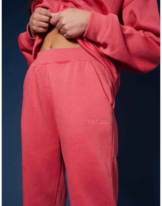 Tonal Embroidery Joggers Coral