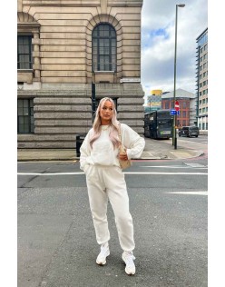 Tonal Embroidery Joggers Ecru