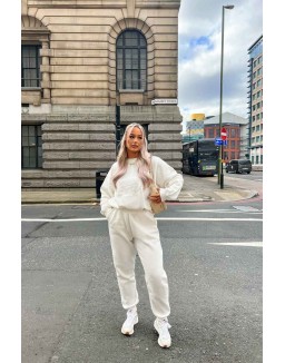 Tonal Embroidery Joggers Ecru