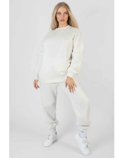 Tonal Embroidery Joggers Ecru