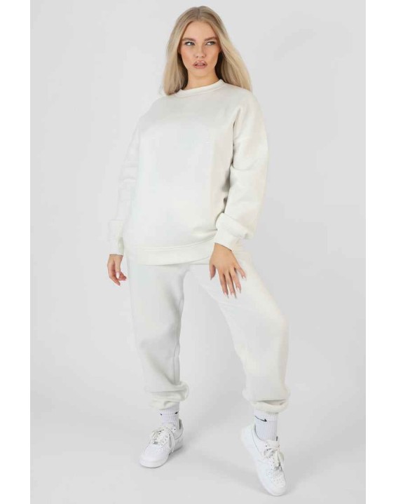 Tonal Embroidery Joggers Ecru