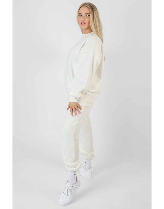 Tonal Embroidery Joggers Ecru