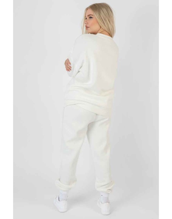 Tonal Embroidery Joggers Ecru