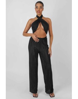 Plisse Trouser Black