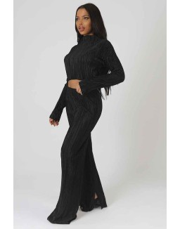 Plisse Crop Top Black