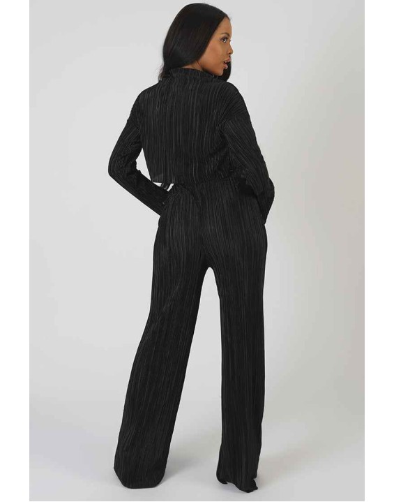 Plisse Crop Top Black