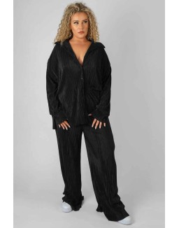 Curve Plisse Trouser Black