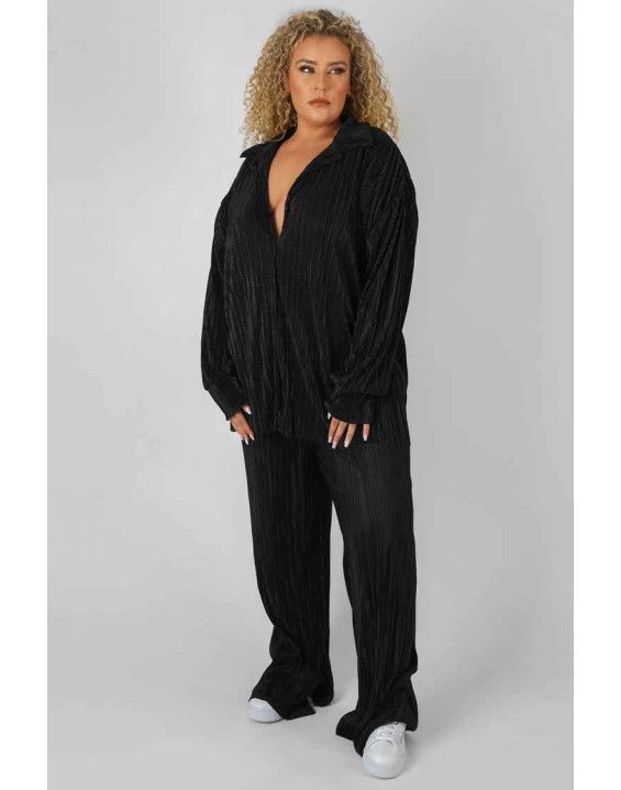 Curve Plisse Trouser Black