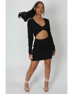 U-Bar Trim Mini Dress Black