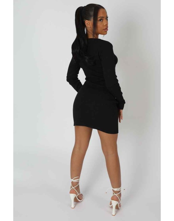U-Bar Trim Mini Dress Black