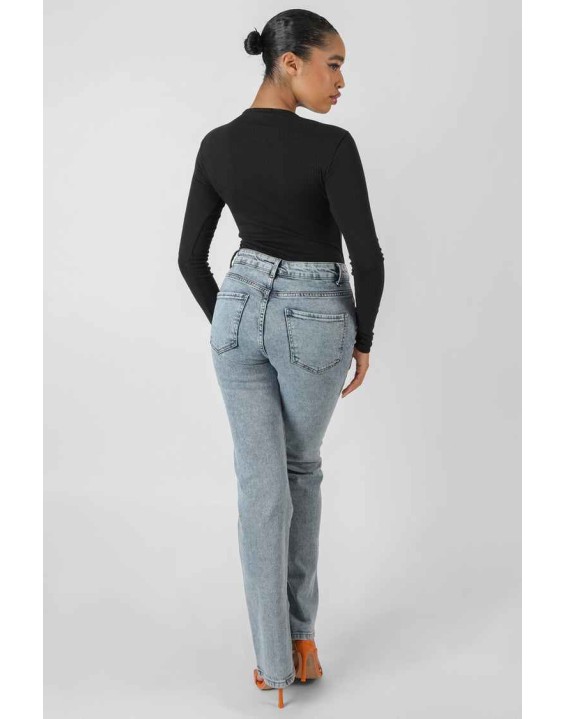 Front Button Long Sleeve Ribbed Bodysuit Black