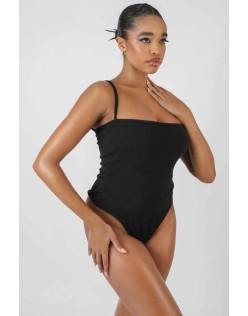 Square Neck Ribbed Bodysuit Black