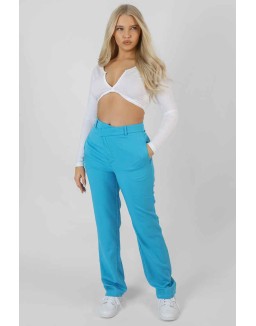 Twist Front Long Sleeve Crop Top White