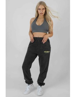 Super Cropped Halter Neck Ribbed Crop Top Dark Grey