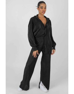 Oversized Plisse Shirt Black