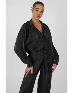 Oversized Plisse Shirt Black