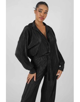 Oversized Plisse Shirt Black