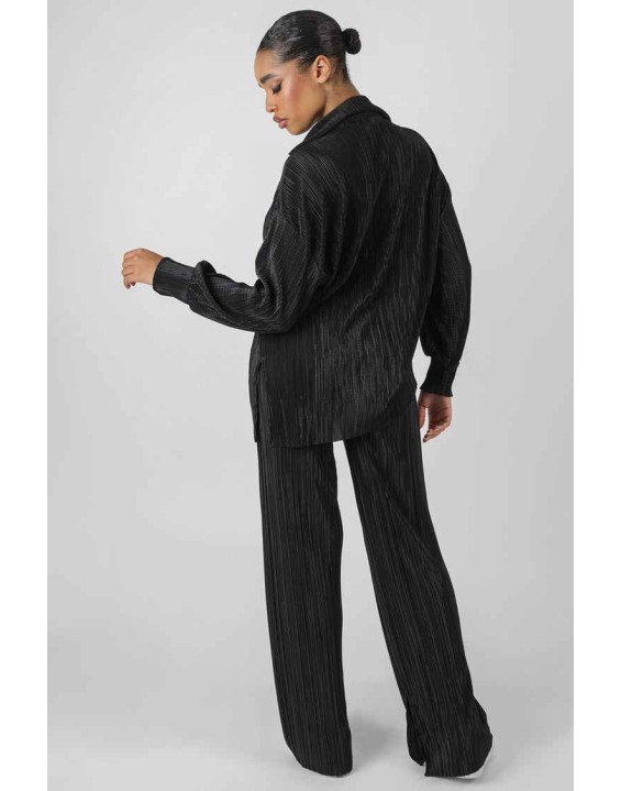 Oversized Plisse Shirt Black