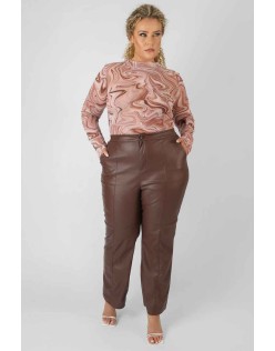 Curve Printed Mesh High Neck Bodysuit