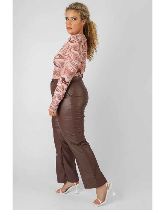 Curve Printed Mesh High Neck Bodysuit
