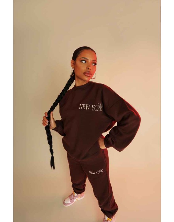 New York Oversized Sweatshirt Chocolate