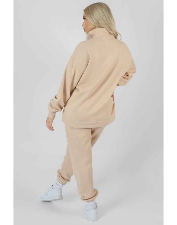 Manhattan Half Zip Pullover Sweatshirt Stone