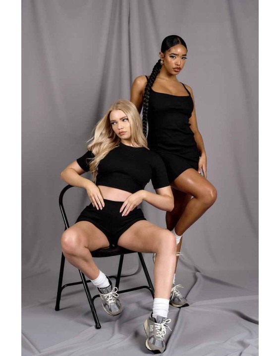 Kaiia Underbust Ribbed Mini Dress Black