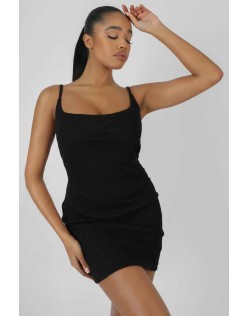 Kaiia Underbust Ribbed Mini Dress Black