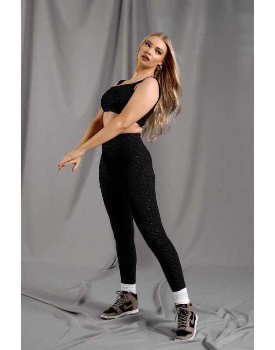 Repeat Print Leggings Black