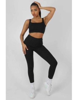 Repeat Print Leggings Black