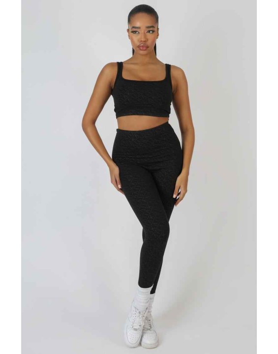 Repeat Print Leggings Black