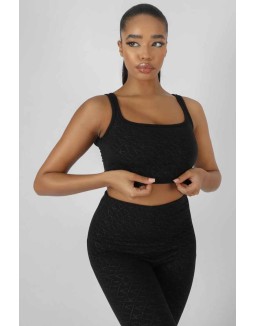 Repeat Print Bralet Black