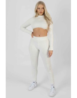 Athleisure High Neck Underbust Top White