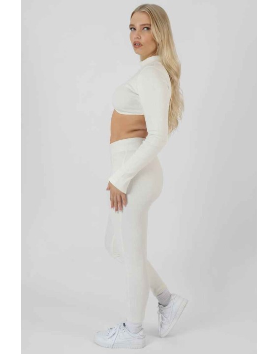 Athleisure High Neck Underbust Top White