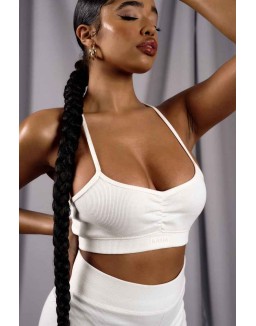 Athleisure Cross Back Ribbed Bralet White