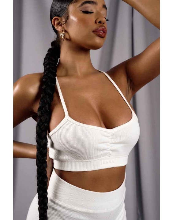 Athleisure Cross Back Ribbed Bralet White