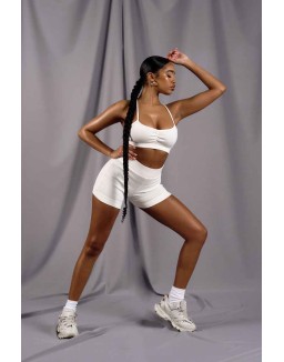 Athleisure Cross Back Ribbed Bralet White