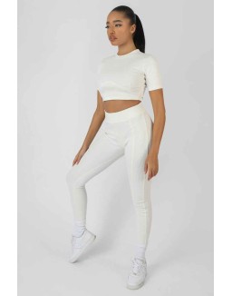 Athleisure Seam Front Ribbed Leggings White