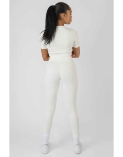 Athleisure Seam Front Ribbed Leggings White